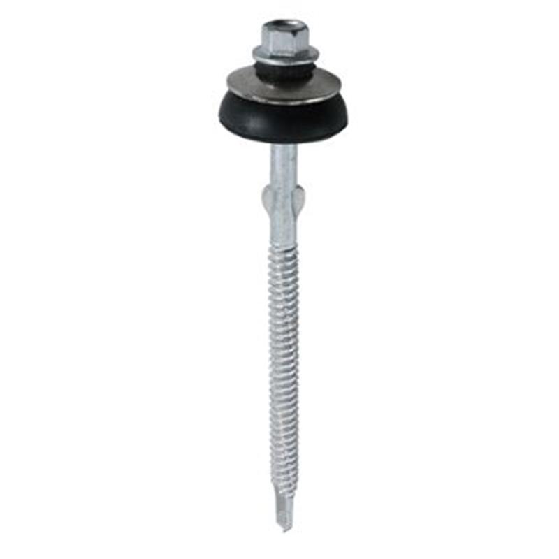 SELF DRILLING SCREW - HEX - LIGHT SECTION - BZP WITH WASHER - 6.3mm x 145mm