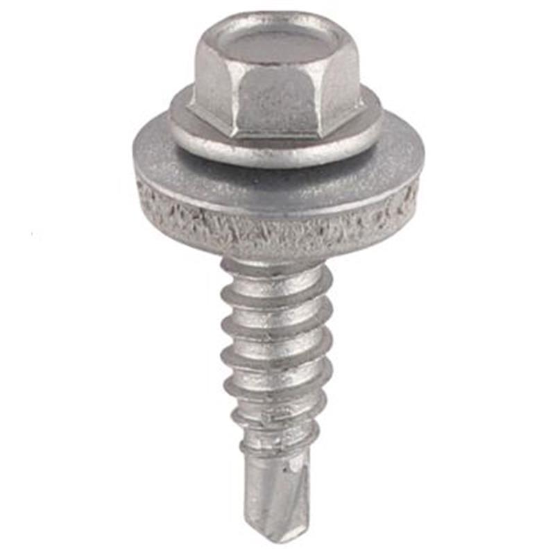 SHEET STEEL STITCHING SCREW EXTERIOR SILVER WITH EPDM WASHER - 7.8mm x 25mm