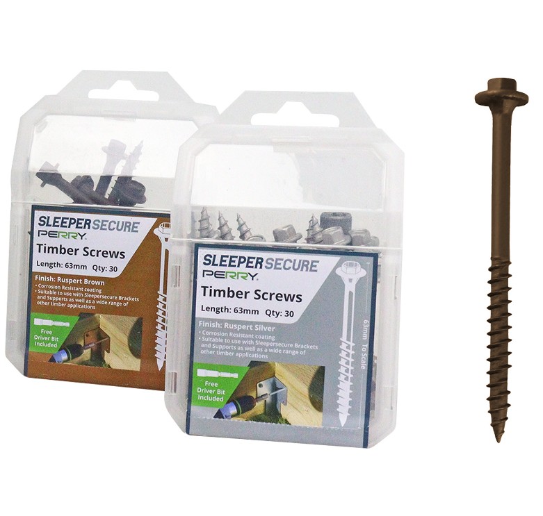 SLEEPER SCREW HEX HEAD BROWN PACK OF 30