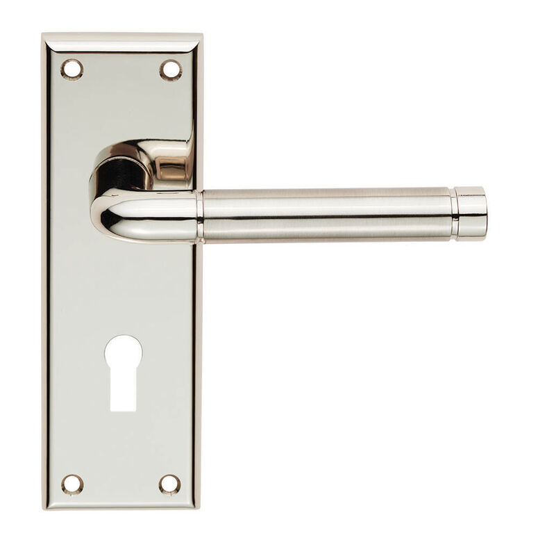 SEROZZETTA QUARANTA LEVER ON BACKPLATE - LOCK POLISHED NICKEL/SATIN NICKEL 57MM