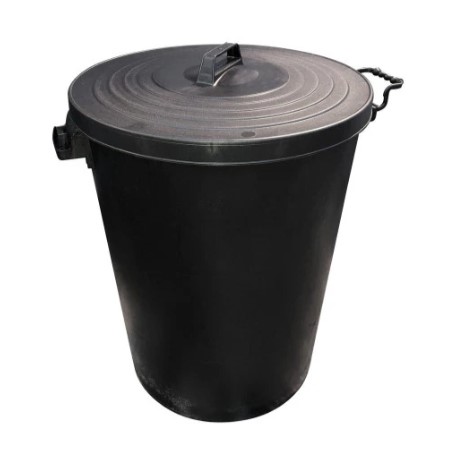 DUSTBIN AND LID PLASTIC BLACK - 94L